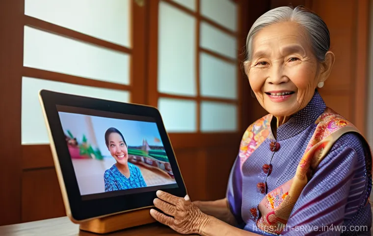에이지테크 서비스의 사용자 요구 조사 - **"A heartwarming scene depicting an elderly Thai woman, approximately 70-75 years old, with a gentl...