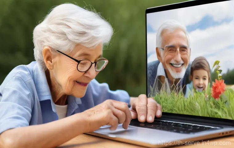 에이지테크 서비스의 크로스 플랫폼 활용 - The search results provide confirmation of existing imagery for elderly people using technology, inc...