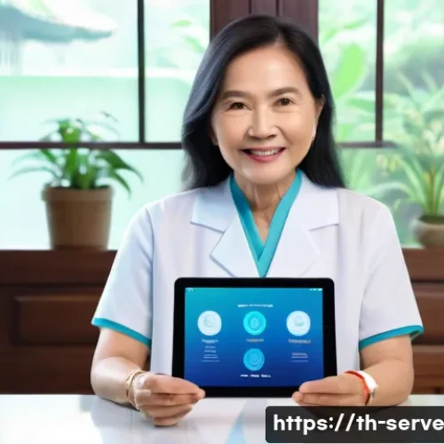 Home 28 에이지테크 서비스의 협업 플랫폼 - A warm and modern digital caregiving platform interface displayed on a sleek tablet screen held by a...